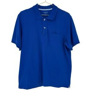 Y2K VTG Land’s End Royal Blue Polo Shirt Men’s M Pocket Preppy